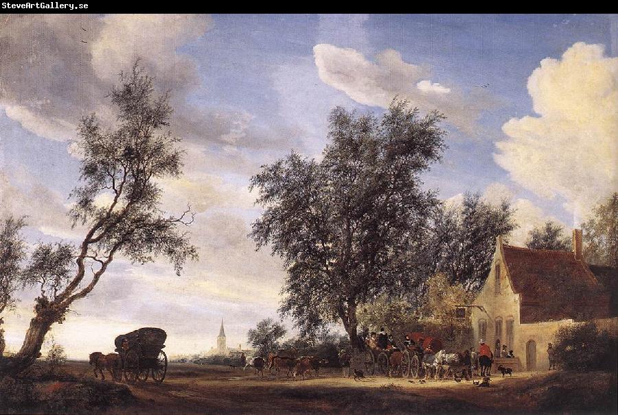 RUYSDAEL, Salomon van Halt at an Inn af